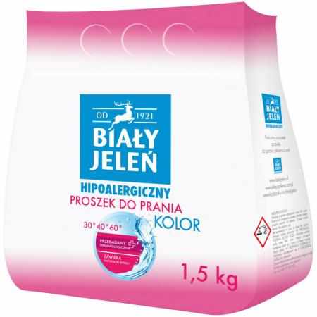 SAMCHEM Biały Jeleń Hipoalergiczny Proszek Do Prania Tkanin Kolorowych 1,5 KG (11 Prań) Biały Jeleń Proszki do prania Prosze