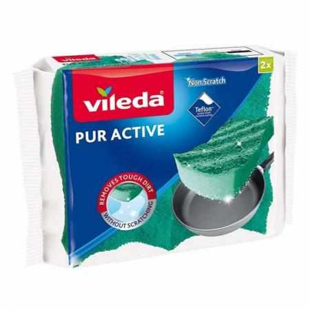 SAMCHEM Zmywak Pur Active 2 szt Vileda VILEDA Ściereczki myjki i gąbki Zmywak PUR ACTIVE - idealny zmywak do czyszczenia tef