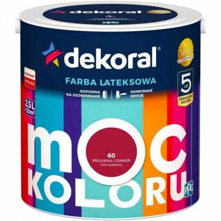SAMCHEM DEKORAL MOC KOLORU KRÓLEWSKA CZERWIEŃ 2,5 L DEKORAL Farby 