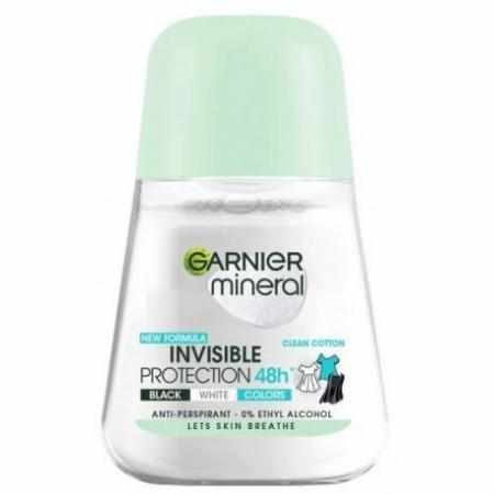 SAMCHEM Garnier Mineral Invisbile Protection 48H Clean Cotton Antyperspirant Roll-On Damski 50ML Garnier Antyperspiranty Gar SAMCHEM Garnier Mineral Invisbile Protection 48H Clean Cotton Antyperspirant Roll-On Damski 50ML Garnier Antyperspiranty Gar