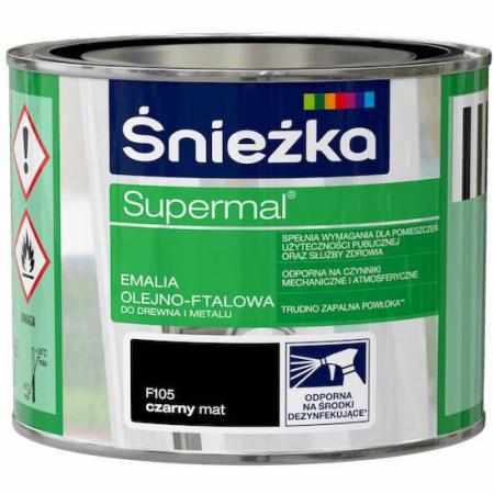 SAMCHEM FARBA SUPERMAL EMALIA FTALOWA CZARNA 0,2l MAT Śnieżka Emalie do metalu, drewna i betonu. FARBA SUPERMAL EMALIA FTALO