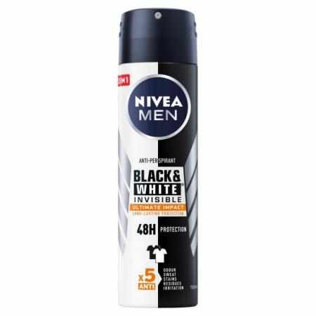 SAMCHEM Nivea Men Black & White Invisible Ultimate Impact antyperspirant spray 150ml NIVEA Antyperspiranty Antyperspirant Ni