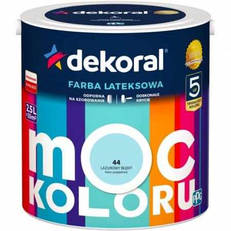 SAMCHEM DEKORAL MOC KOLORU LAZUROWY BŁĘKIT 2,5 L NR. 44 DEKORAL Dom i ogród Moc Koloru lazurowy błękit 2,5 L DEKORAL to mato