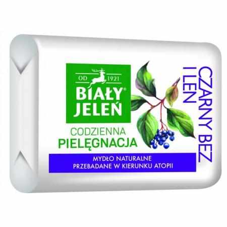 SAMCHEM BIAŁY JELEŃ Mydło naturalne hipoalergiczne CZARNY BEZ I LEN, 100 g Strona główna 