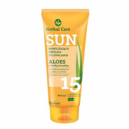 HERBAL CARE Sun SPF 15 Roślinna wodoodporna emulsja do opalania ALOES z wodą termalną 150ml|Ochrona przeciw słońcu