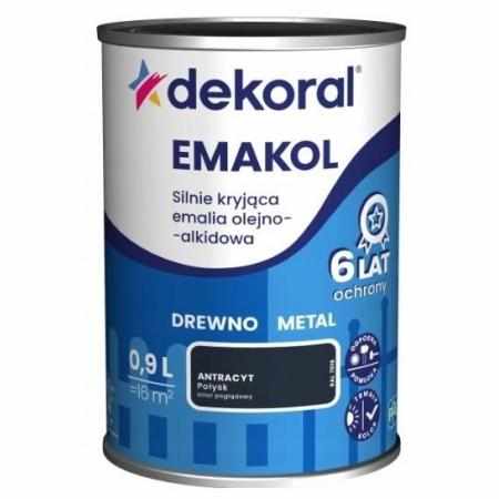 Dekoral Emakol Antracyt Połysk 0,9L do drewna i metalu|Emalie do metalu, drewna i betonu. Dekoral Emakol Antracyt Połysk 0,9L do drewna i metalu|Emalie do metalu, drewna i betonu.