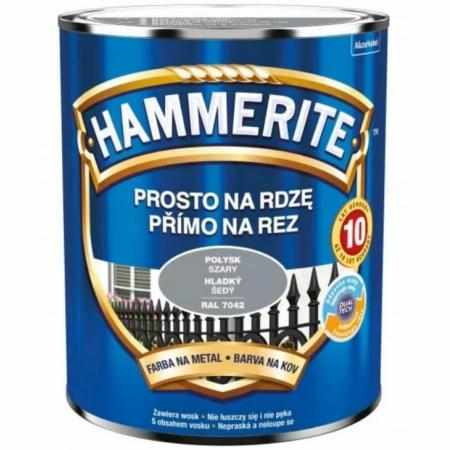 HAMMERITE Prosto na Rdzę 0,25L Szary Połysk|Emalie do metalu, drewna i betonu.