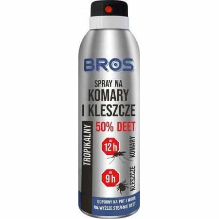 Bros SPRAY Środek na KOMARY KLESZCZE i MESZKI 50% DEET 90 ml SUPER MOCNY|Trutki i odstraszacze