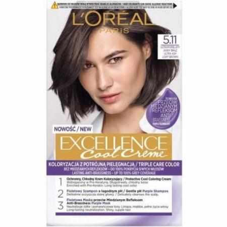 L`Oreal Excellence Cool Creme farba do włosów 5.11 Ultrapopielaty Jasny Brąz|Koloryzacja