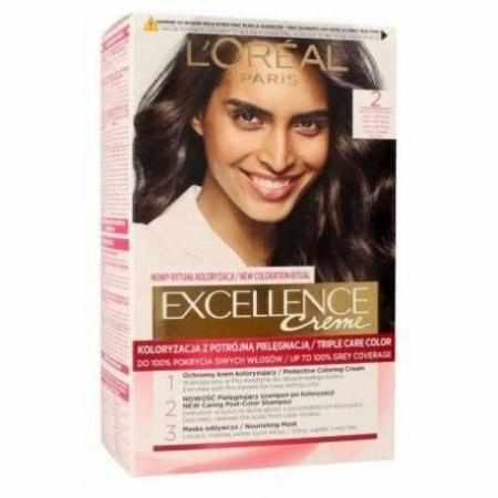L`Oreal Excellence Creme farba do włosów 2 Bardzo Ciemny Brąz|Koloryzacja