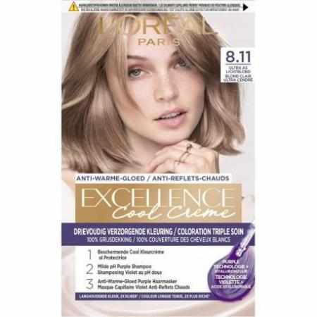 L`Oreal Excellence Cool Creme farba do włosów 8.11 Ultrapopielaty Jasny Blond|Koloryzacja