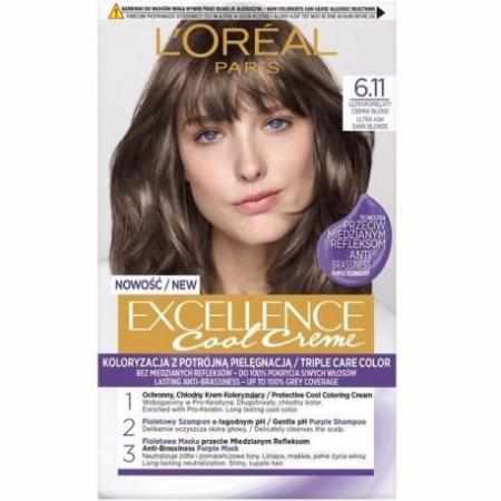 L`Oreal Excellence Cool Creme farba do włosów 6.11 Ultrapopielaty Ciemny Blond|Koloryzacja