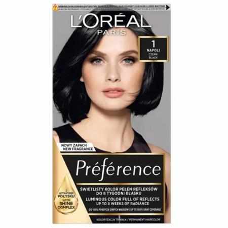 L`Oreal Preference Farba do włosów - 1.0 Napoli Czerń (2x60ml, 54ml)|Koloryzacja L`Oreal Preference Farba do włosów - 1.0 Napoli Czerń (2x60ml, 54ml)|Koloryzacja