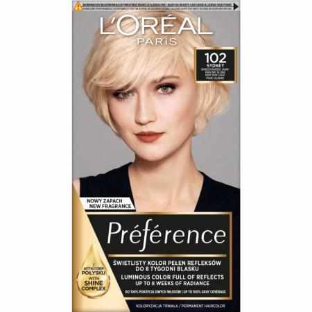 L'ORÉAL PARIS PRÉFÉRENCE FARBA DO WŁOSÓW BARDZO BARDZO JASNY PERŁOWY BLOND 102 SYDNEY|Koloryzacja