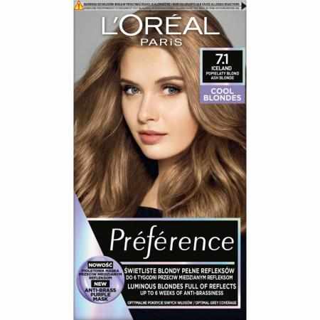 L'ORÉAL PARIS PRÉFÉRENCE FARBA DO WŁOSÓW POPIELATY BLOND 7.1 ICELAND|Koloryzacja L'ORÉAL PARIS PRÉFÉRENCE FARBA DO WŁOSÓW POPIELATY BLOND 7.1 ICELAND|Koloryzacja
