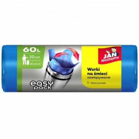 Jan Niezbędny Worki na Śmieci Easy-Pack Niebieskie 60L 20 sztuk|Worki i sprzątanie