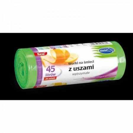 Stella Worki na Śmieci z Uszami Wytrzymałe Zielone 45L 20 sztuk|Worki i sprzątanie