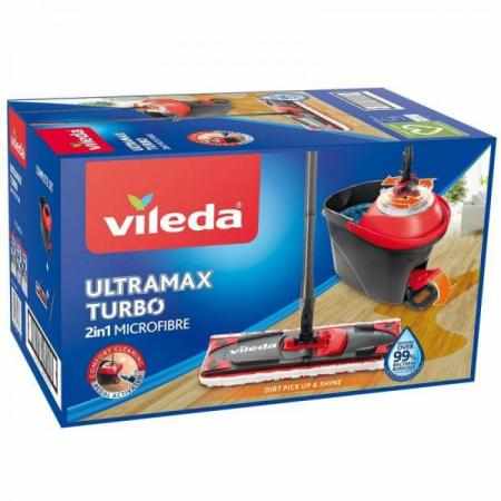 Vileda Ultramax Turbo - Zestaw Mop Płaski Obrotowy z Wiadrem|Worki i sprzątanie