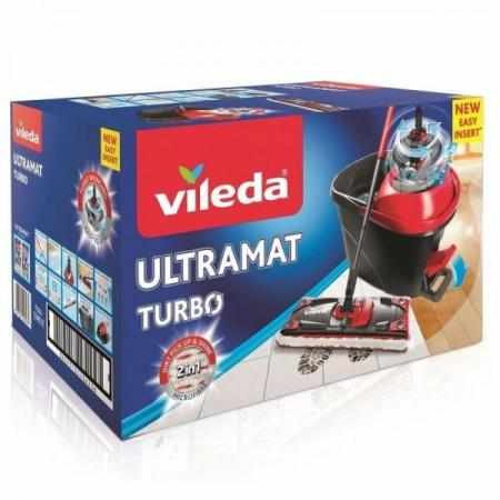 Vileda Ultramax Turbo - Zestaw Mop Płaski Obrotowy z Wiadrem|Worki i sprzątanie