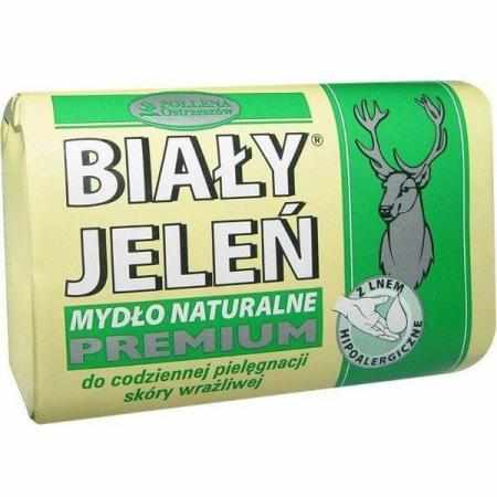 SAMCHEM Biały Jeleń Premium mydło z lnem do skóry wrażliwej 100 g Biały Jeleń Mydła toaletowe 